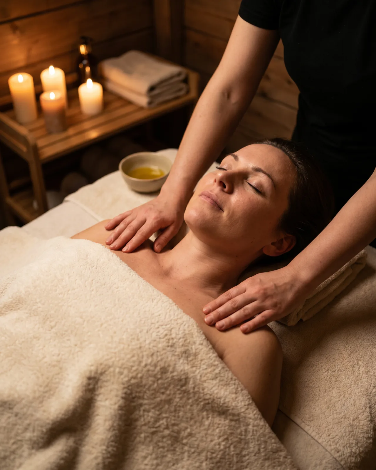 A relaxing massage in the treatment room at Vintage Studio in Sliema